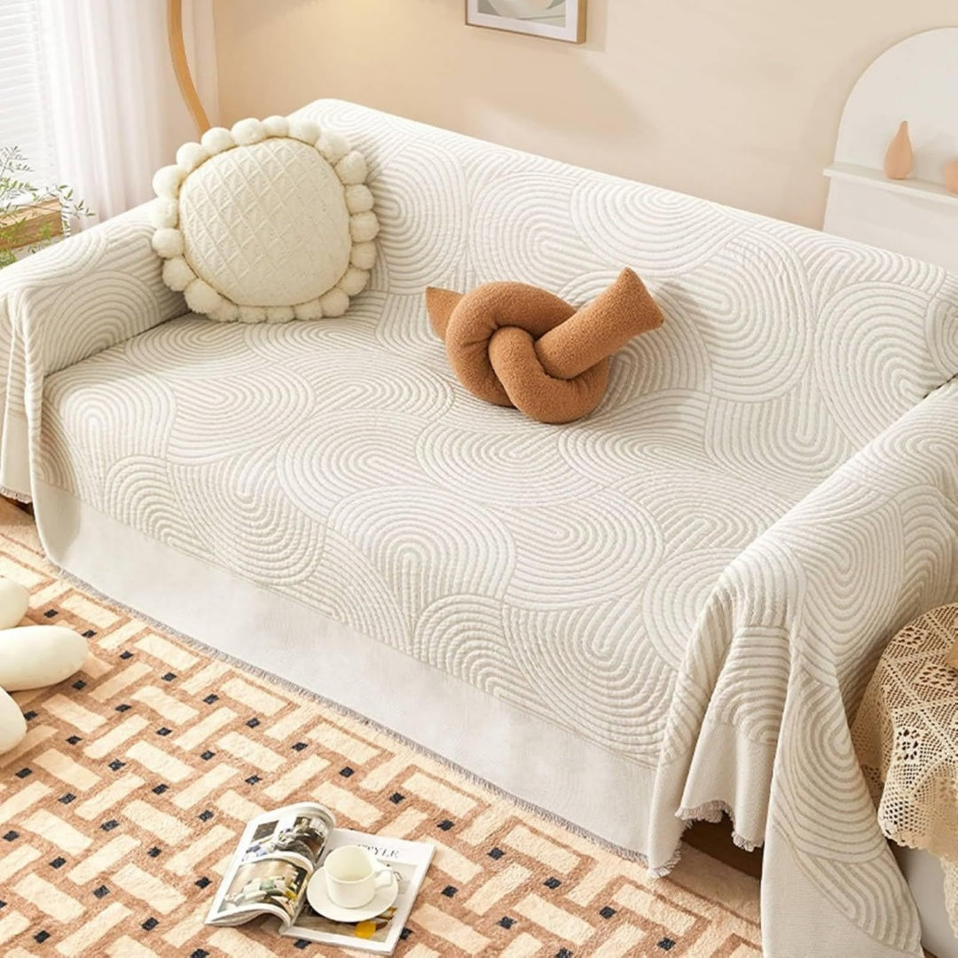 Divano confortevole KnSam Home Copridivano Linee circolari beige