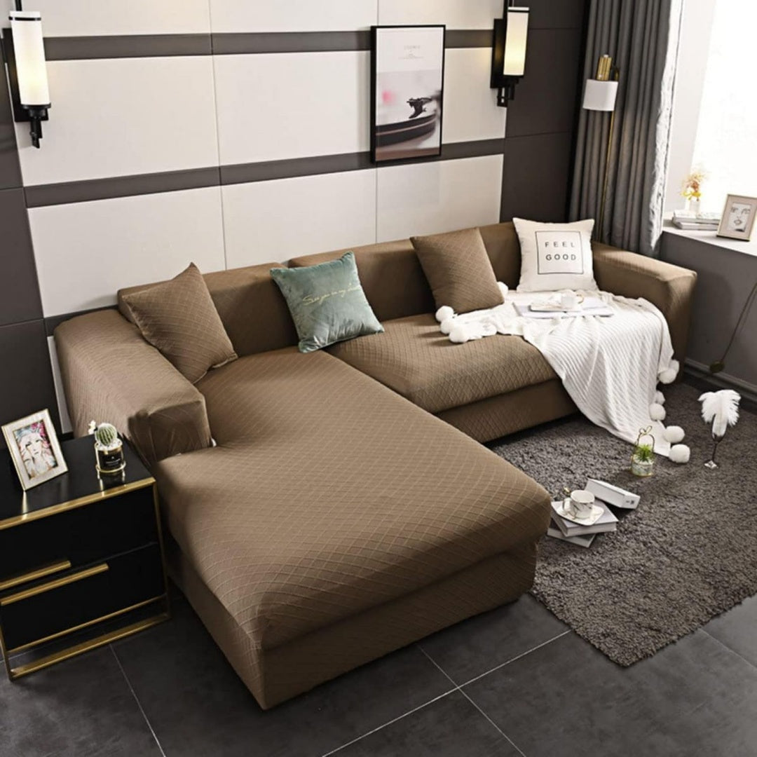 Divano confortevole YOPOIY Copridivano Penisola Jacquard addensato nero
