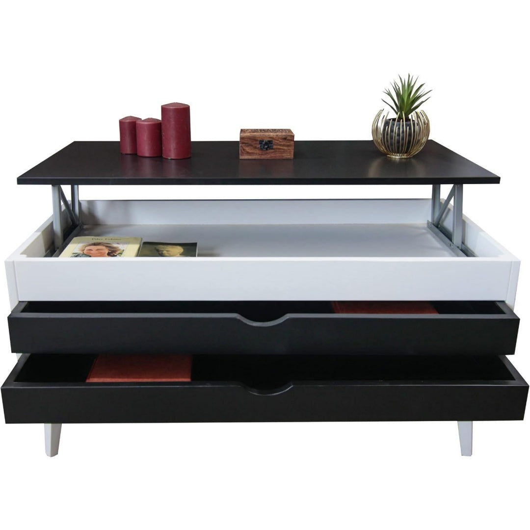 Tavolino per soggiorno in legno massello stile scandinavo nero