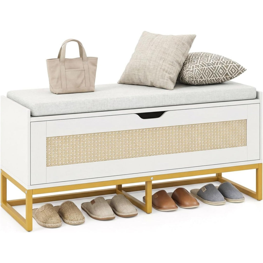 Arredo per soggiorno con ante con vano contenitore bianco