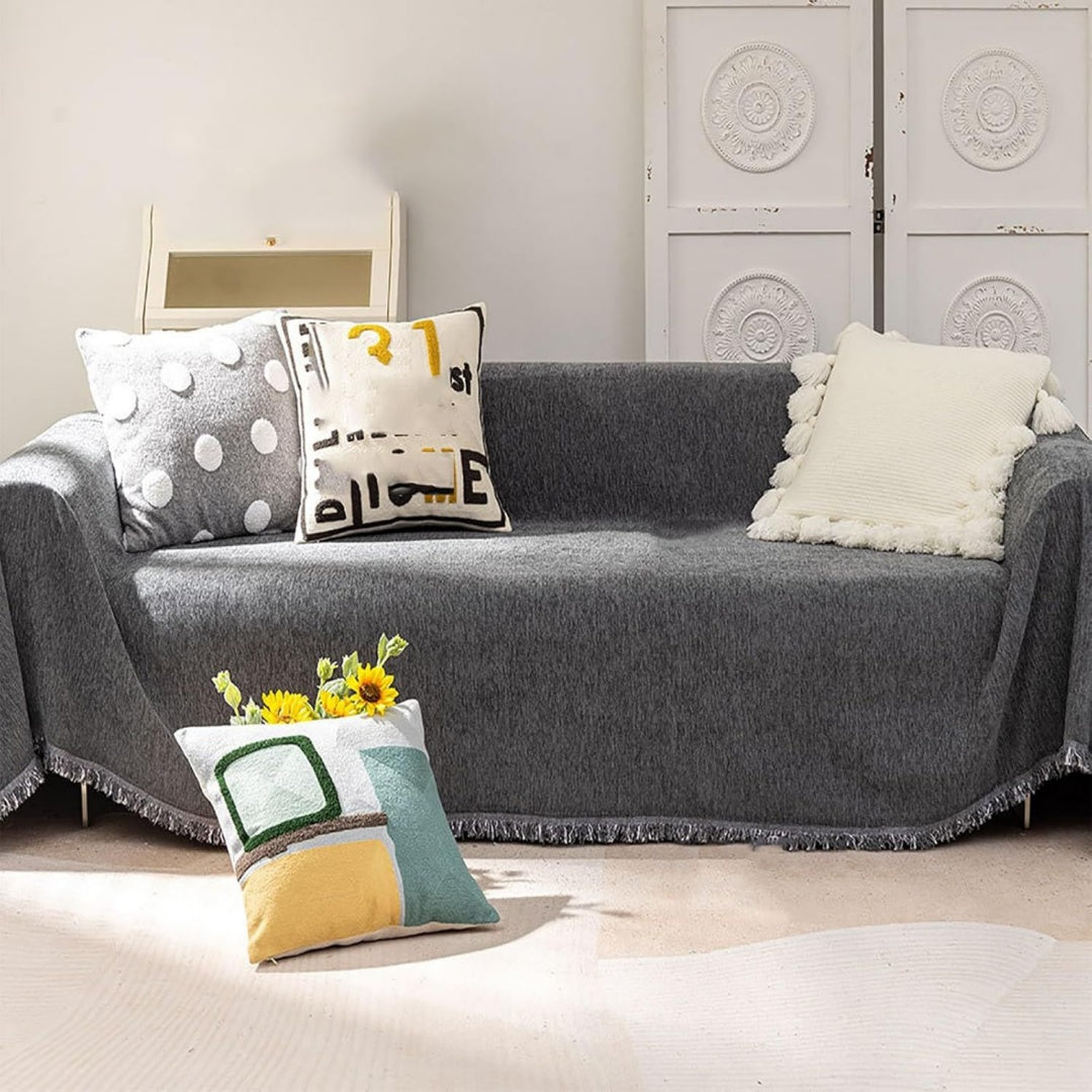 Divano confortevole Copridivano copridivano ciniglia Lavabile Comodo nero