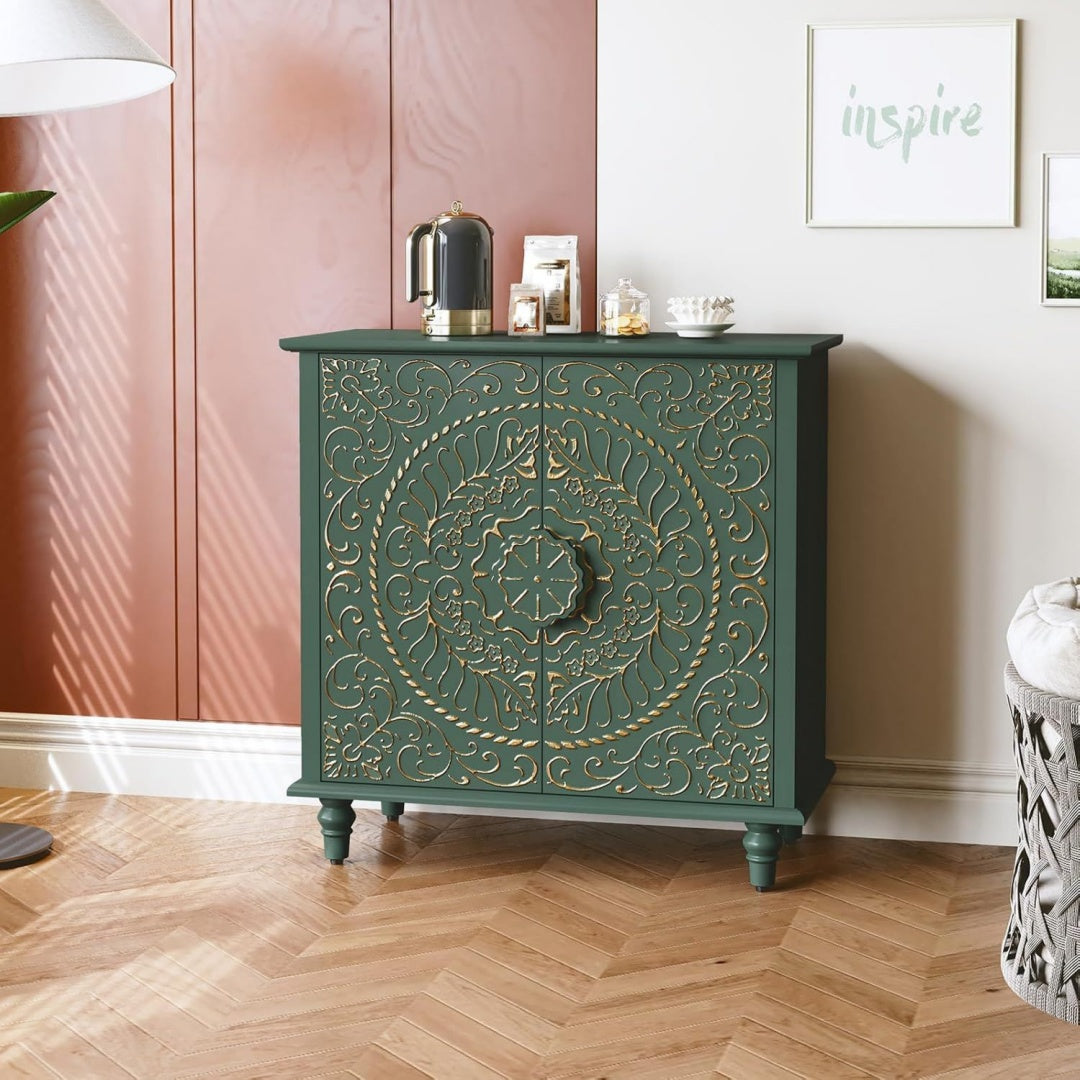Credenza da soggiorno in MDF struttura in metallo verde