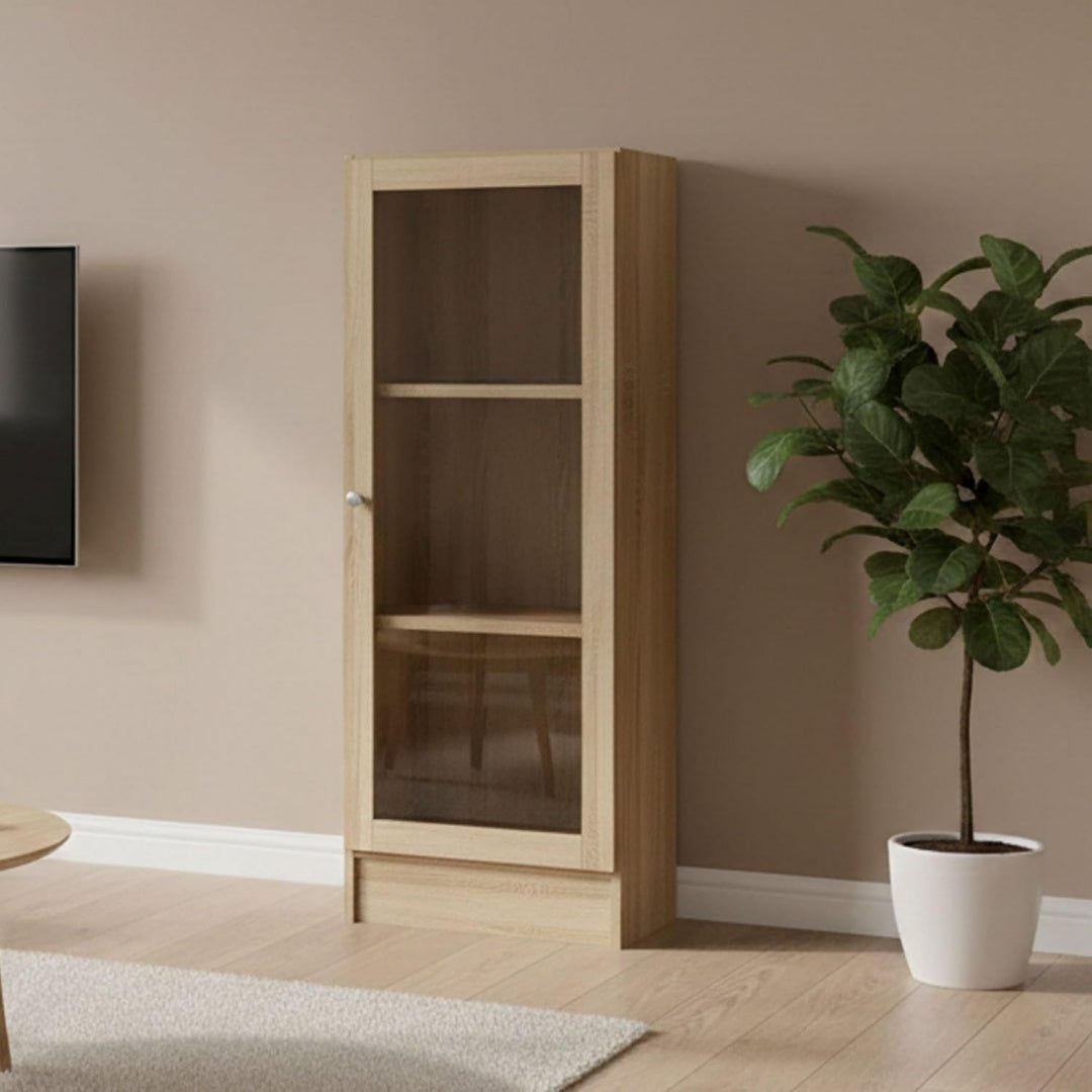 Libreria contenitore con ante con ripiani rovere