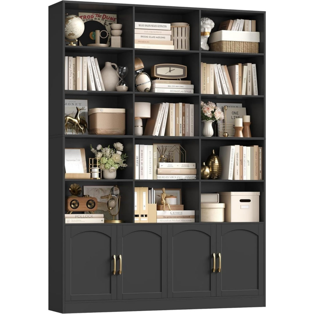 Libreria contenitore con ripiani struttura in metallo nero